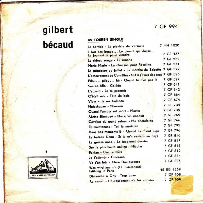 Gilbert Bécaud - Rosy and John 13006 Vinyl Singles Goede Staat