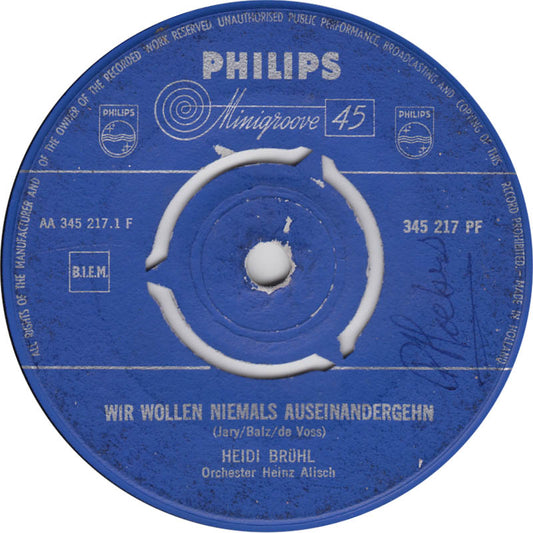 Heidi Brühl - Wir Wollen Niemals Auseinandergehn 28747 29118 Vinyl Singles Goede Staat