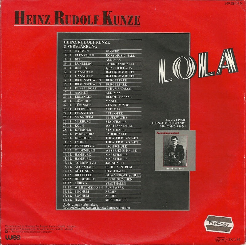 Heinz Rudolf Kunze - Lola 09830 Vinyl Singles Goede Staat