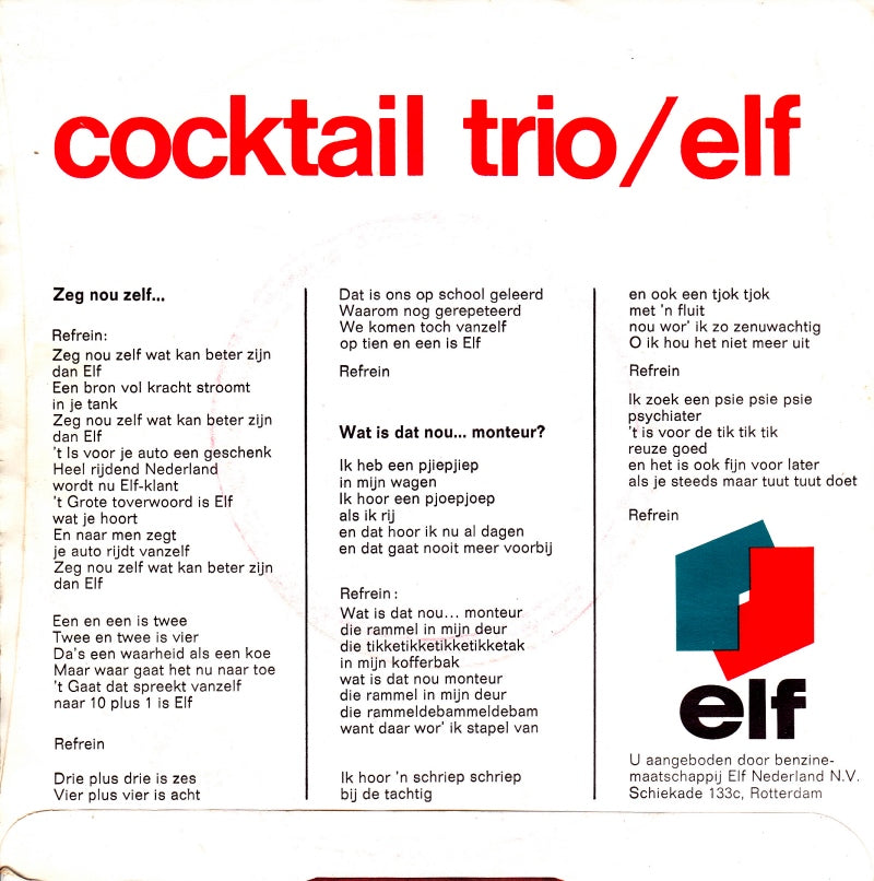 Cocktail Trio - Zeg Nou Zelf 13901 Vinyl Singles Goede Staat