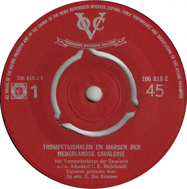 Trompetterkorps Der Cavalerie - Trompetsignalen En Marsen Der Nederlandse Cavalerie 13553 Vinyl Singles Goede Staat