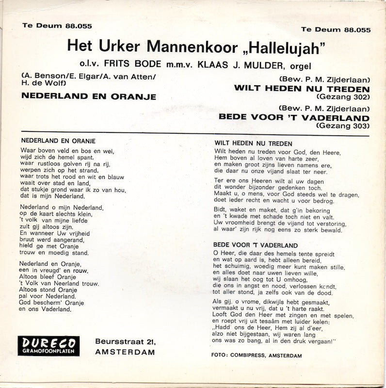 Urker Mannenkoor Hallelujah - Nederland En Oranje 03318 Vinyl Singles Goede Staat