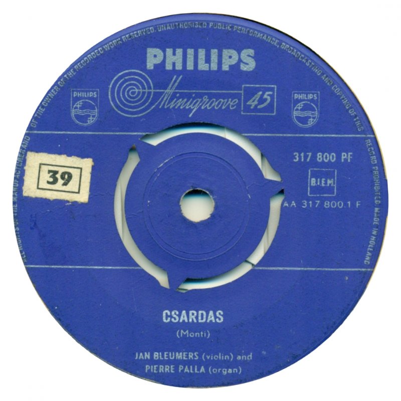 Jan Bleumers En Pierre Palla - Csardas 22081 Vinyl Singles Hoes: Generic Company