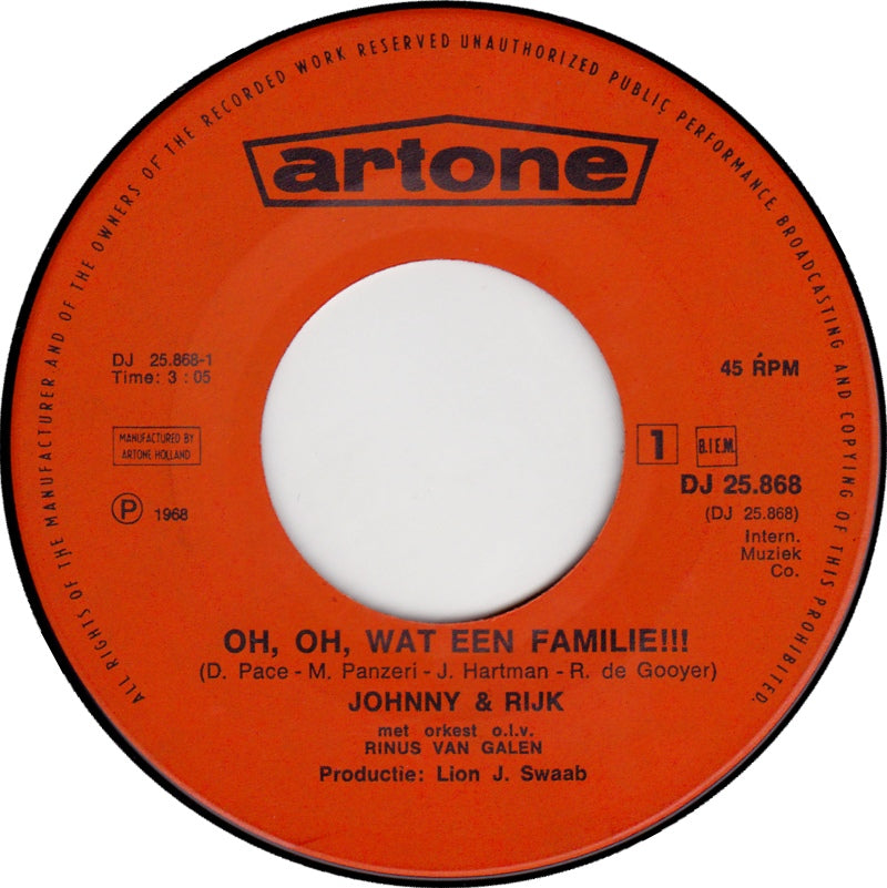 Johnny & Rijk - Oh, Oh, Wat Een Familie 34457 Vinyl Singles Goede Staat