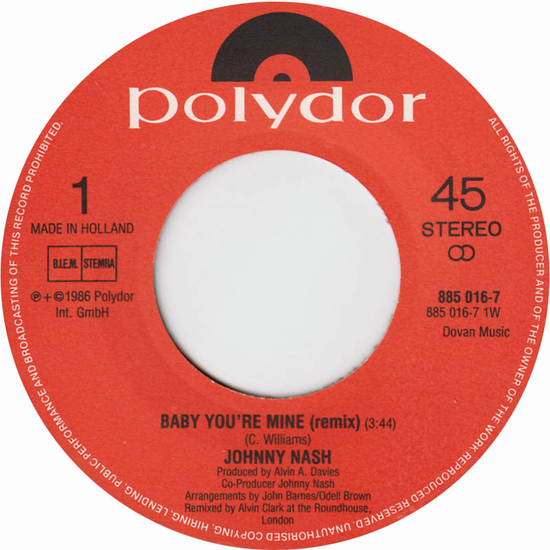 Johnny Nash - Baby You're Mine 14949 30537 Vinyl Singles Goede Staat