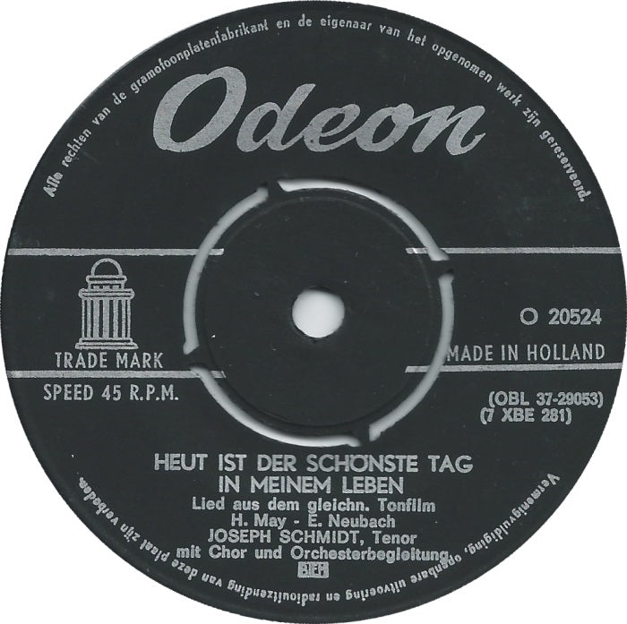 Joseph Schmidt - Heut' Ist Der Schonste Tag In Meinem Leben 01469 Vinyl Singles Goede Staat