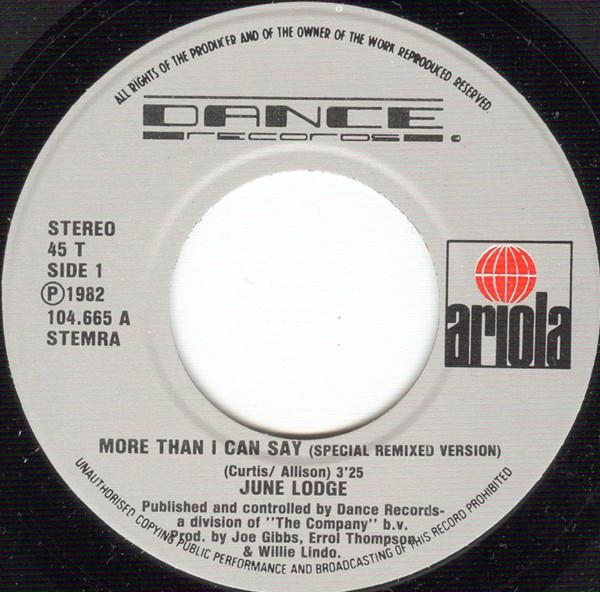 June Lodge - More Than I Can Say 11573 Vinyl Singles Hoes: Generic