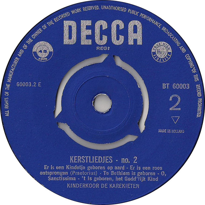 Kinderkoor De Karekieten - Kerstliedjes 1 (EP) 34885 Vinyl Singles EP Goede Staat