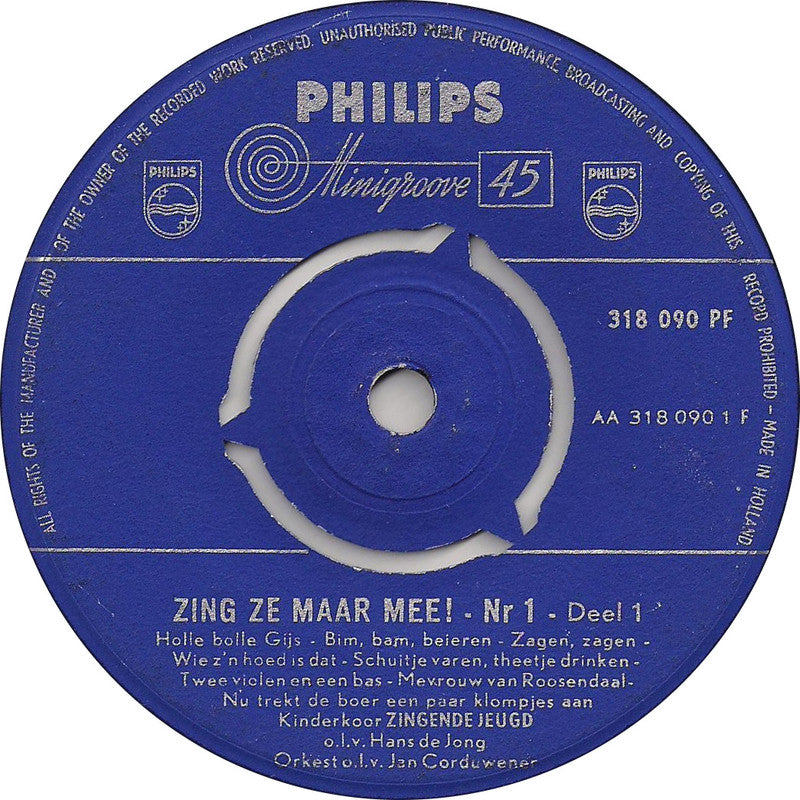 Kinderkoor Zingende Jeugd - Zing Ze Maar Mee! Nr.1 24122 Vinyl Singles Goede Staat