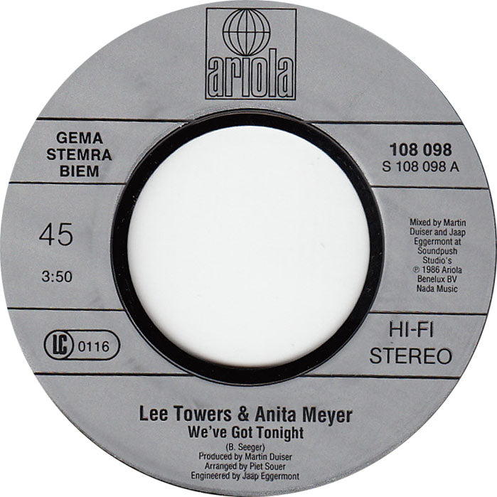 Lee Towers & Anita Meyer - We've Got Tonight 17413 Vinyl Singles Goede Staat