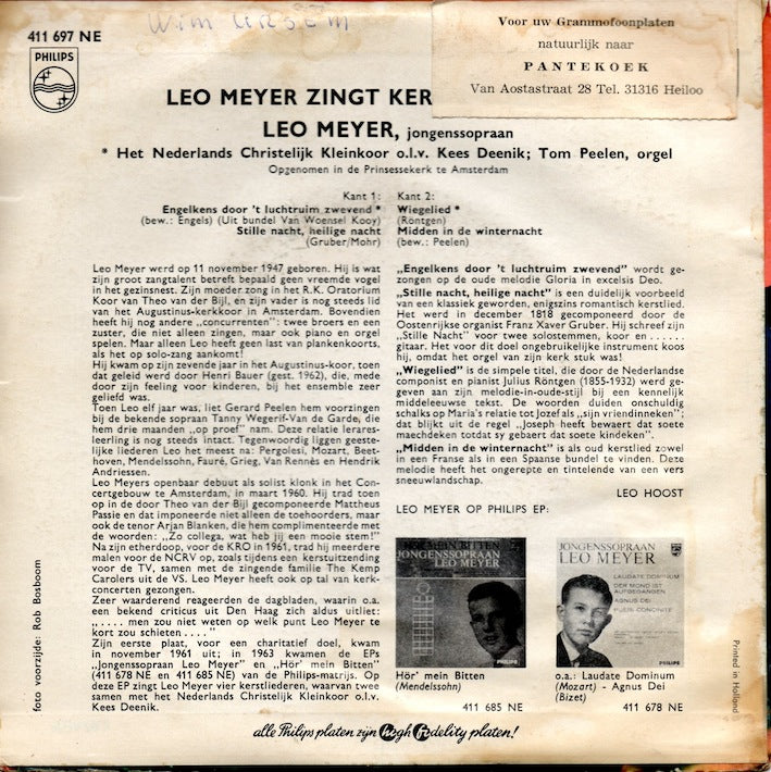 Leo Meyer - Zingt Kerstliederen 2 (EP) 30024 Vinyl Singles EP Goede Staat