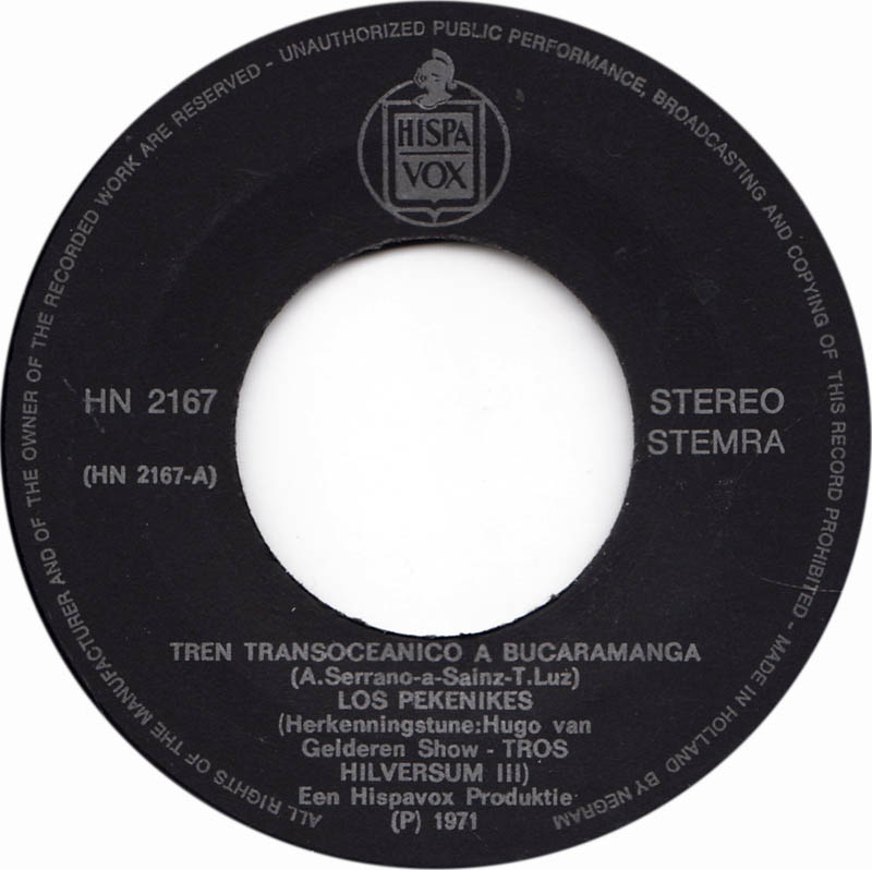 Los Pekenikes - Transoceanico A Bucaramanga 17941 Vinyl Singles Goede Staat