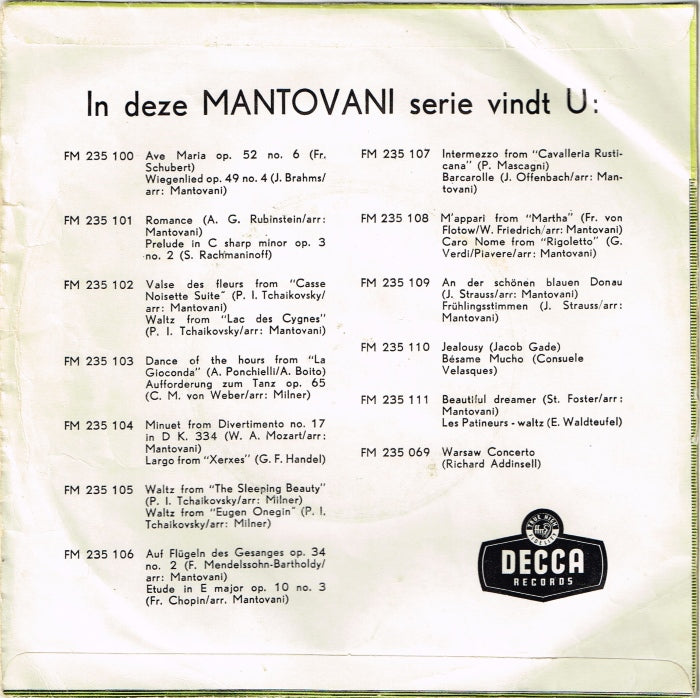 Mantovani And His Orchestra - An Der Schönen Blauen Donau 32411 Vinyl Singles Goede Staat