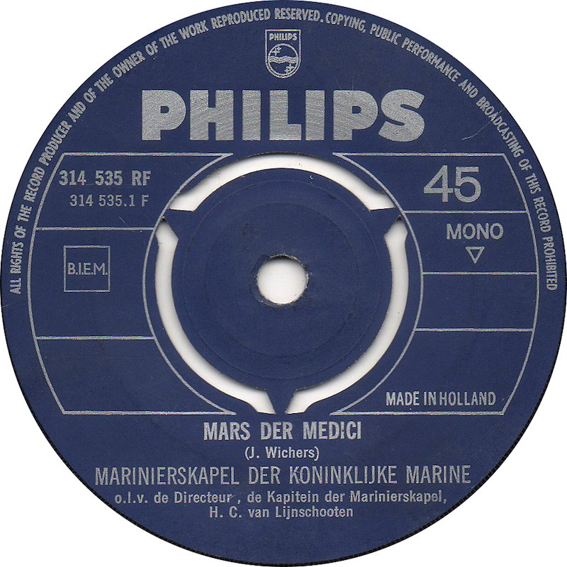 Marinierskapel Der Koninklijke Marine - Mars Der Medici 15764 Vinyl Singles Goede Staat