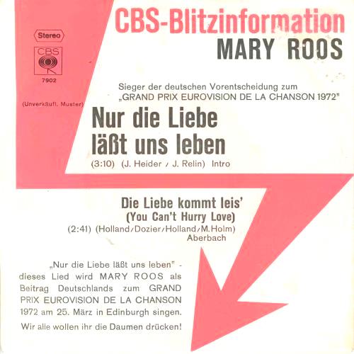 Mary Roos - Nur Die Liebe Läßt Uns Leben 17548 Vinyl Singles Goede Staat