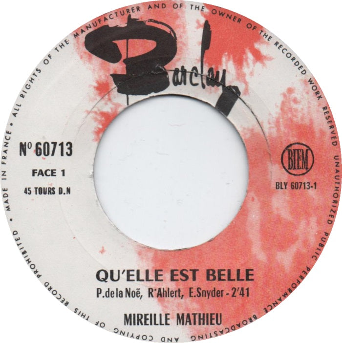 Mireille Mathieu - Qu'Elle Est Belle 18637 Vinyl Singles Goede Staat