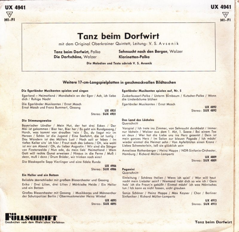 Original Oberkrainer Quintett - Tanz Beim Dorfwirt Nr. 1 (EP) 33679 Vinyl Singles EP Goede Staat