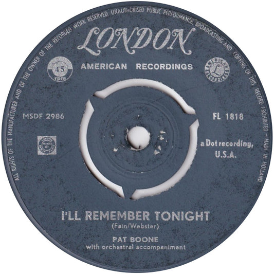 Pat Boone - I'll Remember Tonight 02361 Vinyl Singles Goede Staat