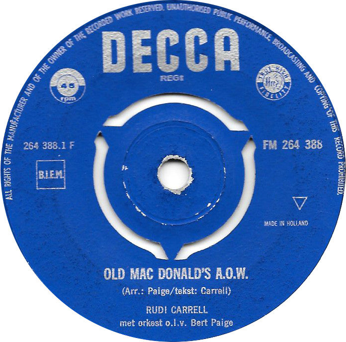 Rudi Carrell - Old Mac Donald's A.O.W. 37290 Vinyl Singles Goede Staat