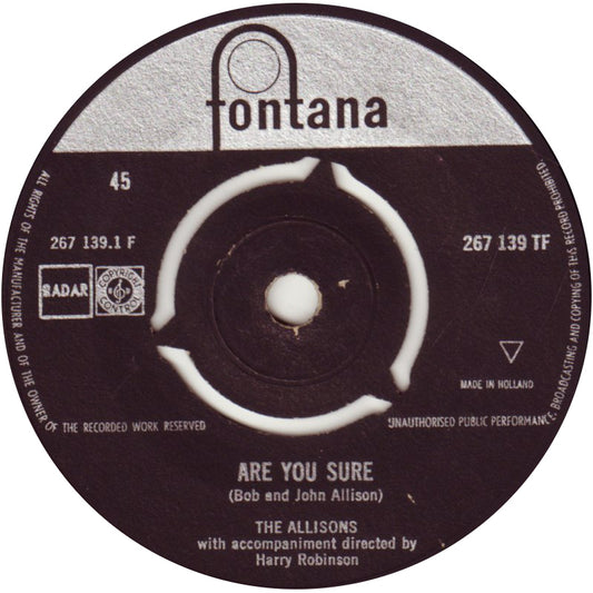 Allisons - Are You Sure 05029 Vinyl Singles Goede Staat