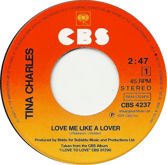 Tina Charles - Love Me Like A Lover 27077 17039 Vinyl Singles Goede Staat