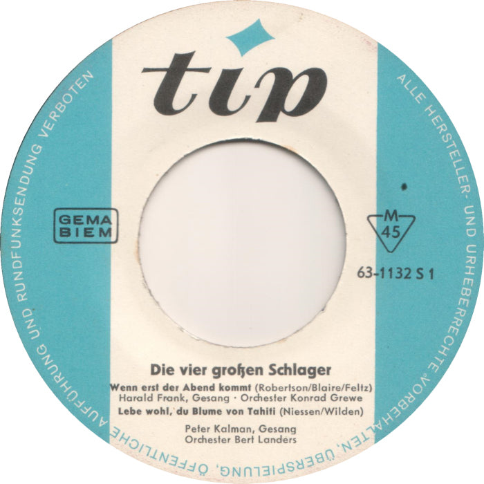 Various - 4 Grose Schlager (EP) 11031 Vinyl Singles EP Goede Staat