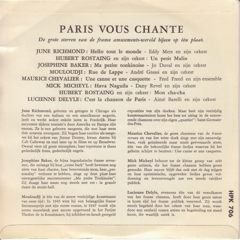 Various - Paris Vous Chante (EP) 17867 Vinyl Singles EP Goede Staat