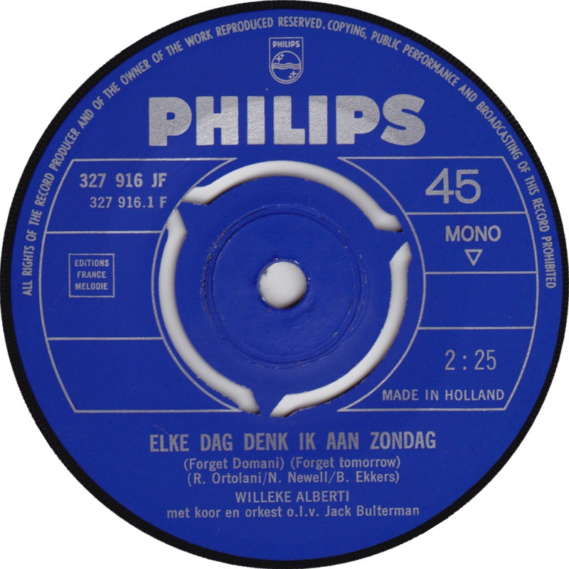 Willeke Alberti - Elke Dag Denk Ik Aan Zondag Vinyl Singles Goede Staat