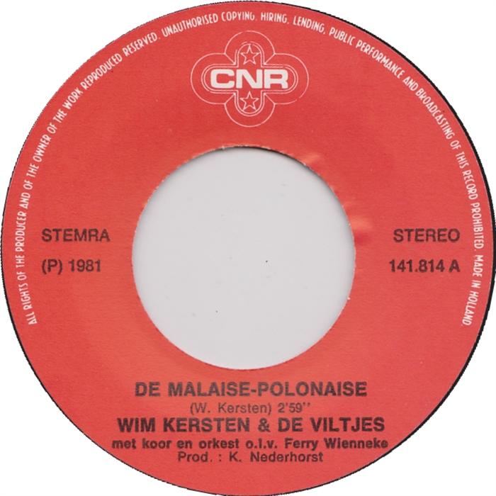 Wim Kersten en De Viltjes - De Malaise-Polonaise Vinyl Singles Goede Staat